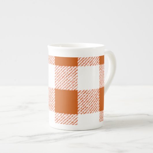 Brown Gingham Check Pattern Porselein Kop (Voorkant rechts)