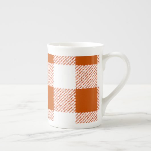 Brown Gingham Check Pattern Porselein Kop (Rechts)