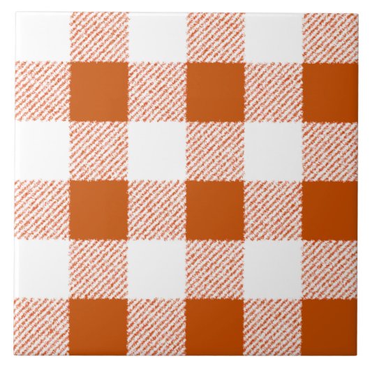 Brown Gingham Check Pattern Tegeltje (Voorkant)