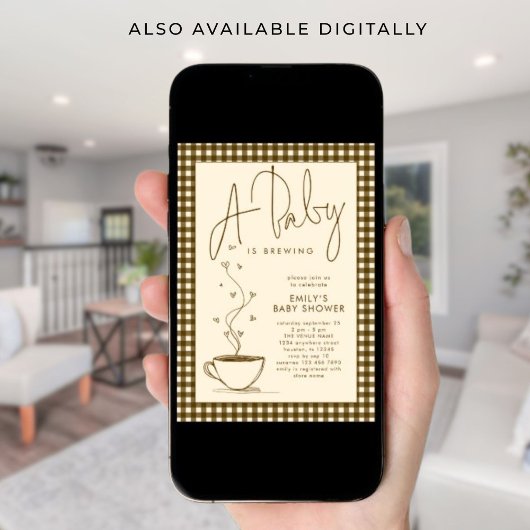 Brown Gingham Coffee Baby is een brouwdouche Kaart