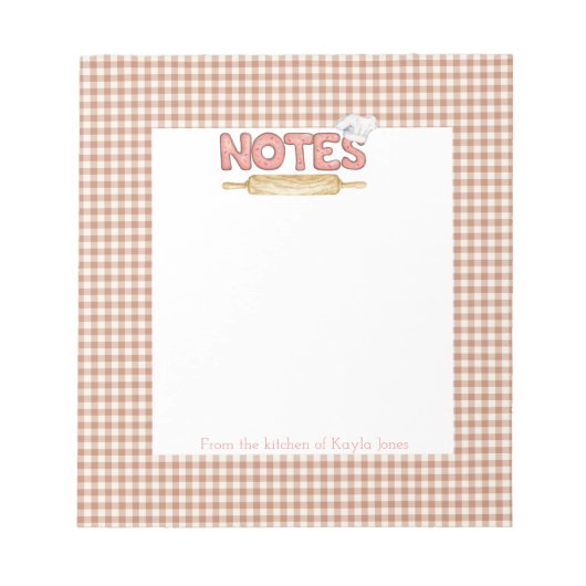 Brown Gingham Cookie Font Recipe Notitieblok (Voorkant)