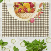 Brown Gingham Herfst Harvest Basket Theedoek (Gevouwen)