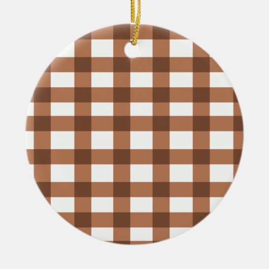 Brown Gingham Keramisch Ornament (Voorkant)