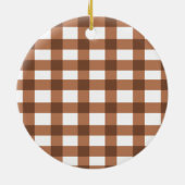 Brown Gingham Keramisch Ornament (Achterkant)