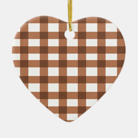 Brown Gingham Keramisch Ornament (Voorkant)