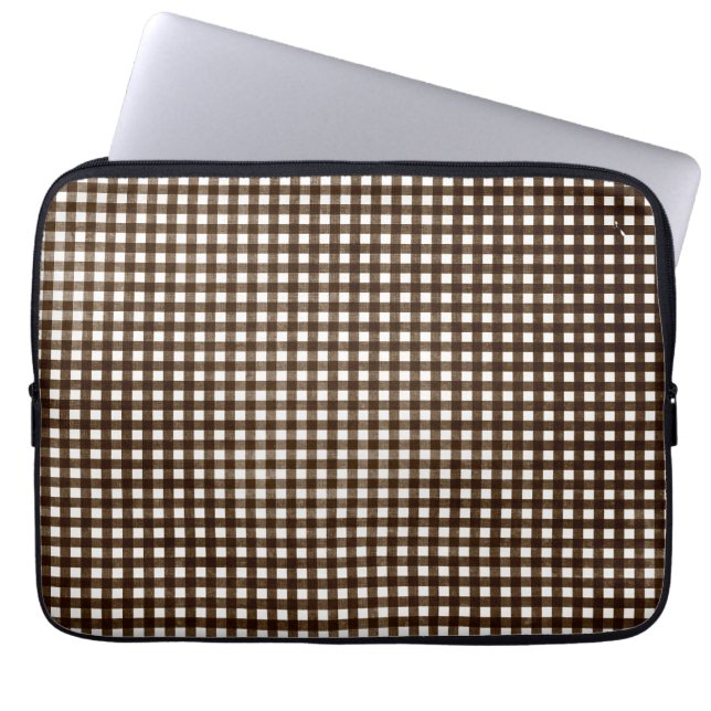 Brown Gingham Laptop Sleeve (Voorkant)