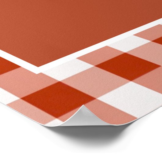 Brown Gingham Monogram Crest Wedding Welkom Poster (Hoek)