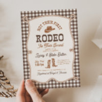 Brown Gingham Niet Hun Eerste Rodeo Uitnodiging