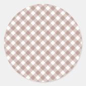 Brown Gingham Pattern Ronde Sticker (Voorkant)