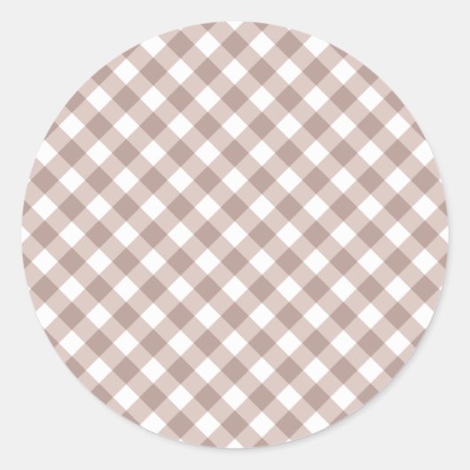 Brown Gingham Pattern Ronde Sticker (Voorkant)