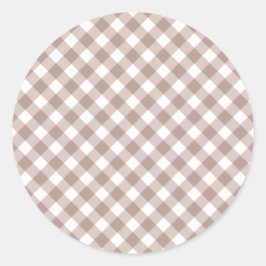 Brown Gingham Pattern Ronde Sticker