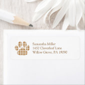 Brown Gingham Paw Print Retouradres Label (Insitu)
