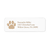 Brown Gingham Paw Print Retouradres Label (Voorkant)