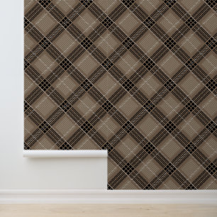 Brown Gingham Plaid Neutral Behang