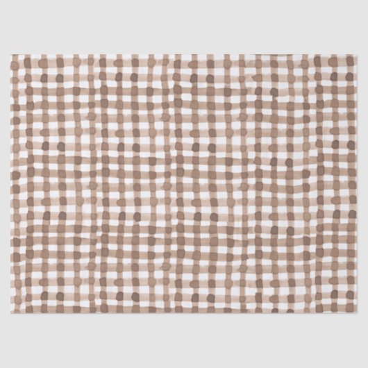 Brown Gingham Plaid Waterverf Trendy Tissuepapier (Voorkant)