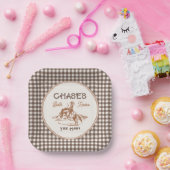 Brown Gingham Rodeo Party Paper Plates Papieren Bordje (Feest)