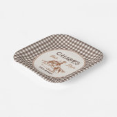 Brown Gingham Rodeo Party Paper Plates Papieren Bordje (Gebogen)