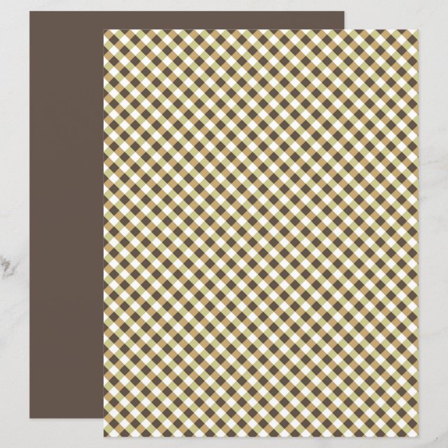 Brown Gingham Scrapbook Paper (Voorkant / Achterkant)