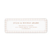 Brown Gingham Teddy Bear Neutral Baby Shower Paper Etiket (Voorkant)