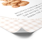 Brown Gingham Teddy Bear Neutral Baby Shower Paper Poster (Hoek)
