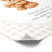 Brown Gingham Teddy Bear Neutral Baby Shower Paper Poster (Hoek)