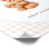Brown Gingham Teddy Bear Neutral Baby Shower Paper Poster (Hoek)