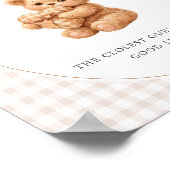 Brown Gingham Teddy Bear Neutral Baby Shower Paper Poster (Hoek)