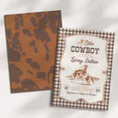 Brown Gingham Western Baby Shower Invitation Kaart