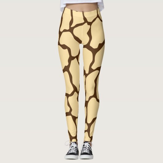 Brown Giraffe Pattern – Minimal Animal Print Leggings (Voorkant)