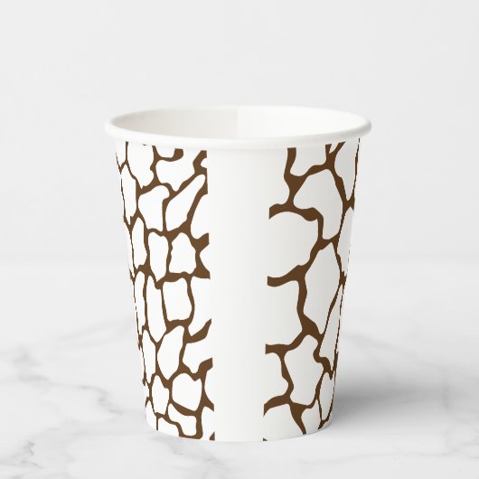 Brown Giraffe Pattern – Minimal Animal Print Papieren Bekers (Links)