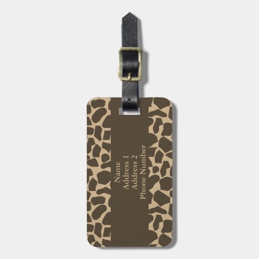 Brown Giraffe Pattern Print Bagagelabel (Voorkant verticaal)