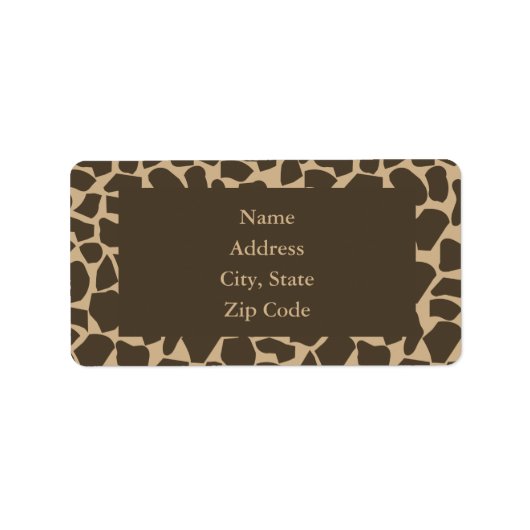 Brown Giraffe Pattern Print Etiket (Voorkant)