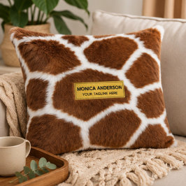 Brown Giraffe Print Faux Fur Realistic Skin Accent Kussen