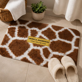 Brown Giraffe Print Faux Fur Realistic Skin Badmat