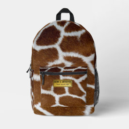Brown Giraffe Print Faux Fur Realistic Skin Bedrukte Rugzak