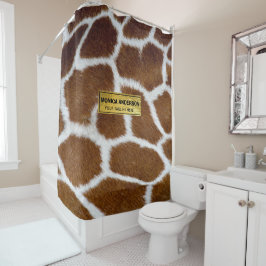 Brown Giraffe Print Faux Fur Realistic Skin Douchegordijn
