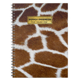 Brown Giraffe Print Faux Fur Realistic Skin Notitieboek