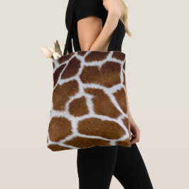 Brown Giraffe Print Faux Fur Realistic Skin Tote Bag