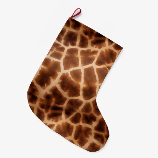 Brown Giraffe Print Grote Kerstsok (Voorkant (Hangend))