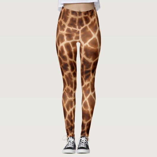 Brown Giraffe Print Leggings (Voorkant)