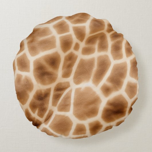 Brown Giraffe Print Rond Kussen (Achterkant)