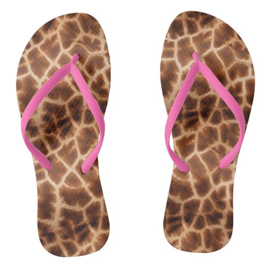 Brown Giraffe Print Teenslippers (Voetbed)
