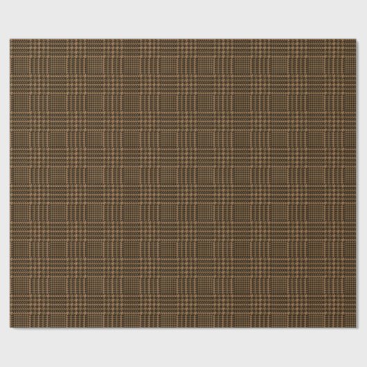 Brown Glen Check Houndstooth Pset Pattern Cadeaupapier (Vlak)