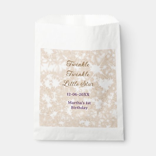 Brown glitter twinkle twinkle little star birthday bedankzakje (Voorkant)