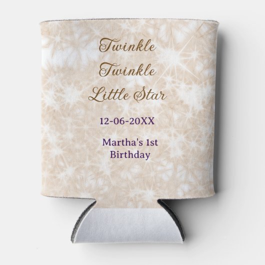 Brown glitter twinkle twinkle little star birthday blikjeskoeler (Voorkant)