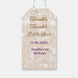 Brown glitter twinkle twinkle little star birthday cadeaulabel