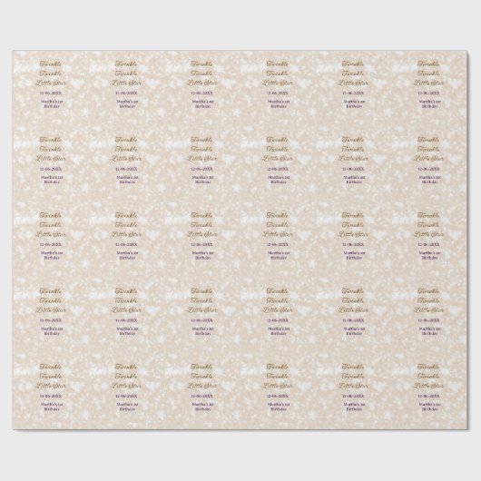 Brown glitter twinkle twinkle little star birthday cadeaupapier (Vlak)