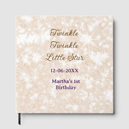 Brown glitter twinkle twinkle little star birthday gastenboek