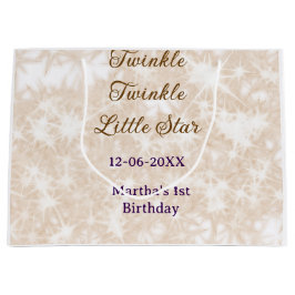 Brown glitter twinkle twinkle little star birthday groot cadeauzakje