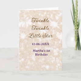Brown glitter twinkle twinkle little star birthday kaart
